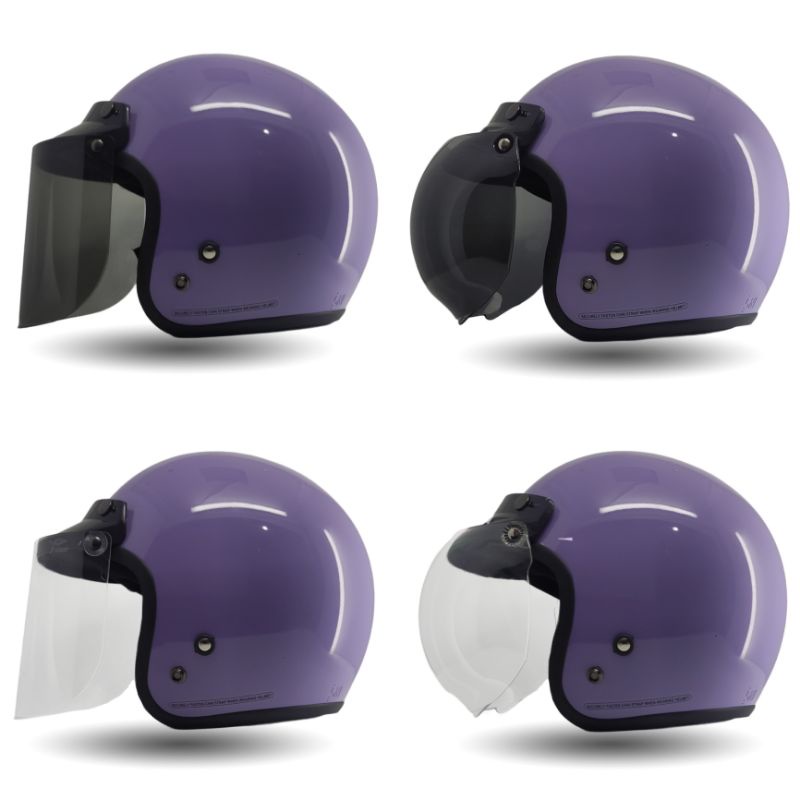 Helm Bogo Wanita Retro Polos Ungu Pastel Lilac Murah SNI