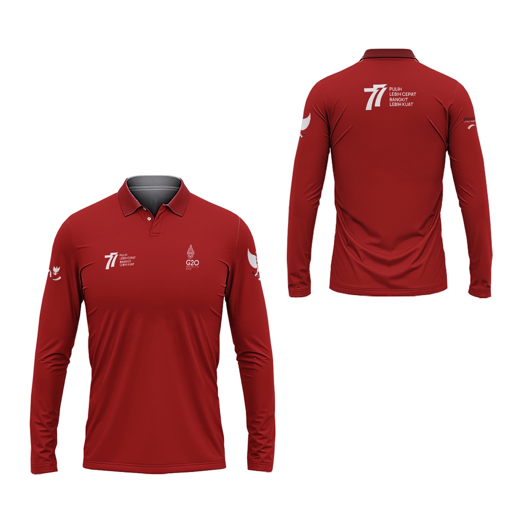 [Tinishop] Kaos HUT RI KE 78 Lengan Panjang | Kaos Polo HUT Ke 78 Kemerdekaan RI Tahun 2023 FullPrin