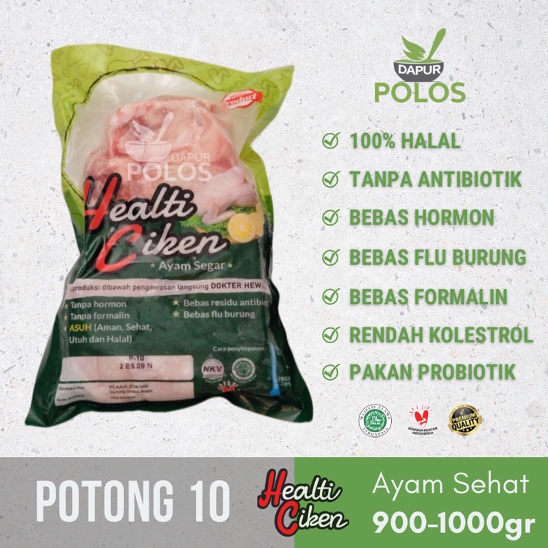 

Ayam Negeri Sehat Potong 10 Healti Ciken Pakan Herbal Probiotik Halal 900-1000gr