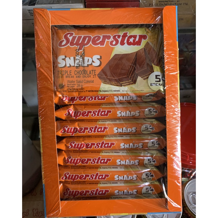 

Wafer-Biskuit- Superstar Snaps 1 Box Isi 12Pcs X 28Gr 28 Gram -Biskuit-Wafer.