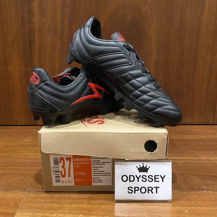 Sepatu Bola Specs Barricada Kaze FG (Black / Emperor Red) - 37