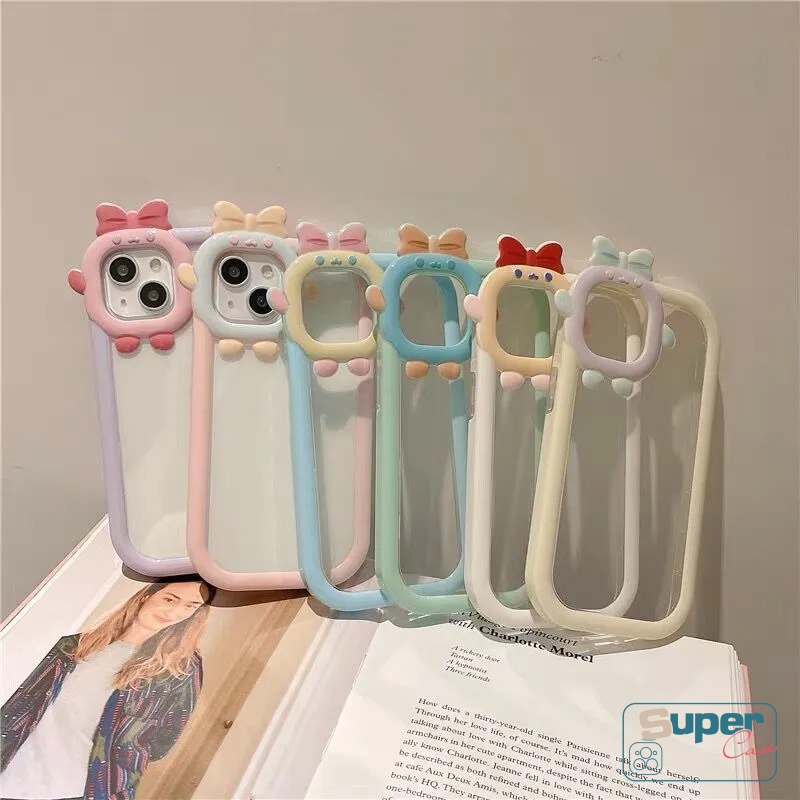 Case Warna Macaron Aksen Pita Untuk Oppo A15 A17 A17K A57 2022 A96 A76 A36 A16 A15s A54 A9 A5 2020 A16 A35 A11 A31