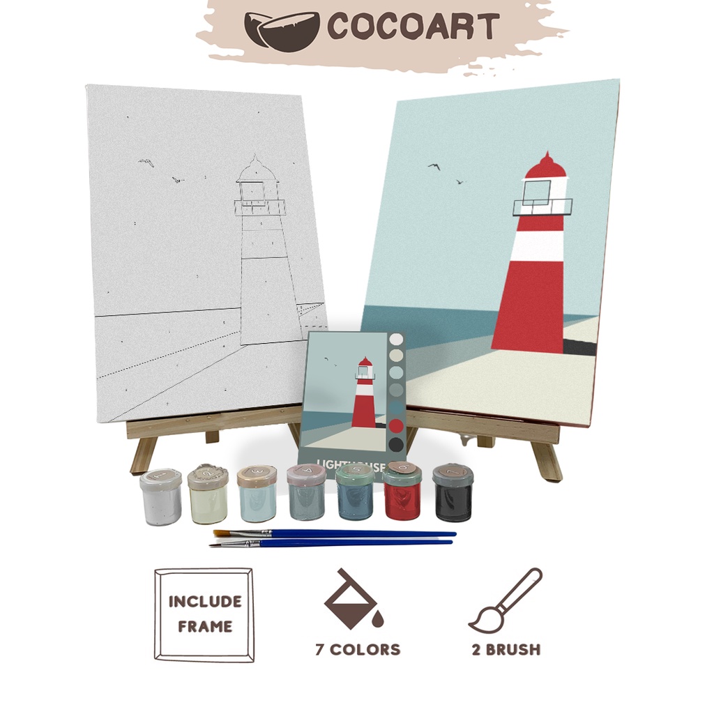 

Paint By Number Kit [ Lighthouse] - Cocoart.id I Kanvas 30 x 20