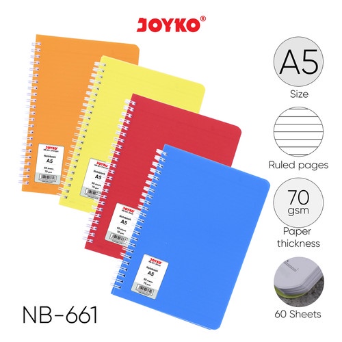 

Buku Catatan A5 / Buku Agenda Bergaris / Notebook NB-661 (A5) Joyko Blue, Orange, Red, Yellow / BUKU CATATAN SAMPUL MOTIF / NOTEBOOK NB-689 A5 / / NOTEBOOK NB-664 (B5)JOYKO