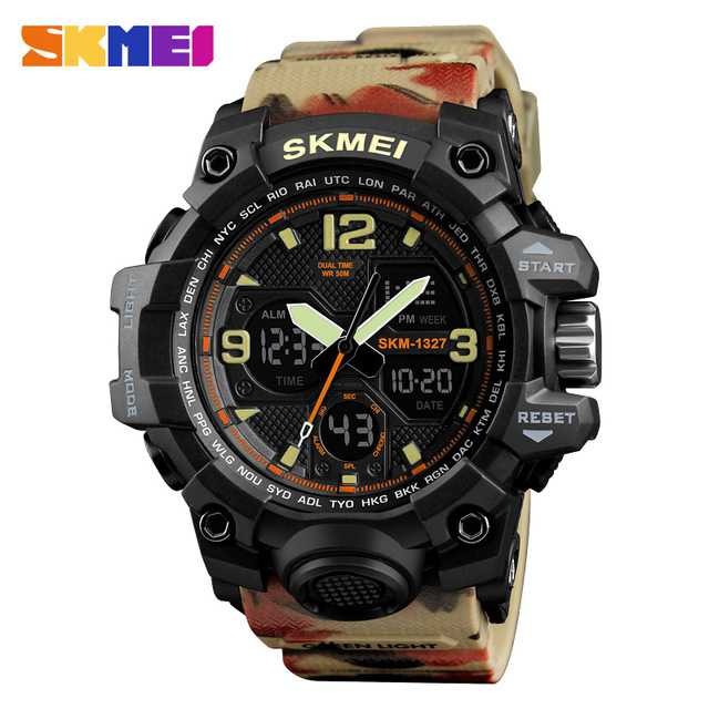 SKMEI Jam Tangan Digital Analog Pria JT 35 Jam Interface Chronograph Unik Penutup Stainless Anti Air