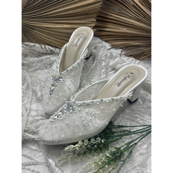 sepatu wanita wedding alena putih 7cm tahu