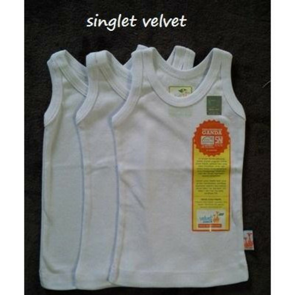 Velvet Junior 3 Pcs Singlet Anak Bayi / Kaos Dalam Singlet Kutung Bayi Lembut Murah-1