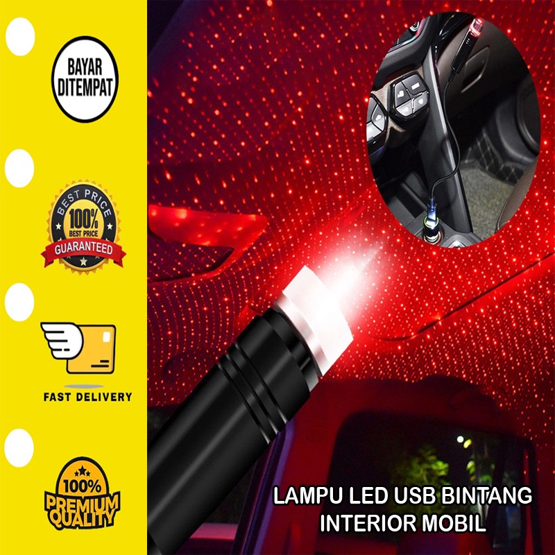 ✅ BISA COD Lampu LED Bintang Dekorasi Interior Mobil Lampu Laser Led Tidur Bintang Usb Star Decoration Lamp RED Kamar Tidur Light Proyektor