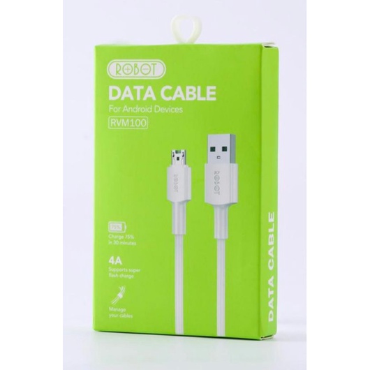 ROBOT KABEL DATA VOOC MICRO USB 7 PIN 4A 100CM RVM100 GARANSI 1 TAHUN