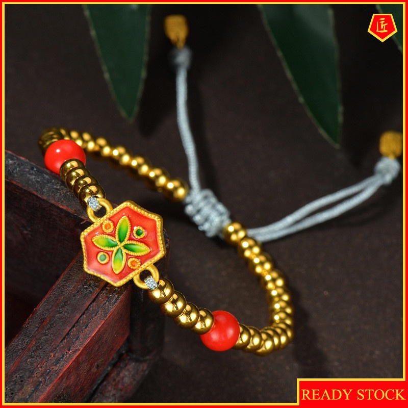 [Ready Stock]Four-Leaf Clover 3D Golden DIY Accessories Bracelet