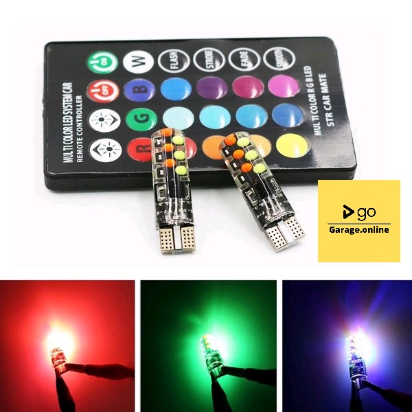 LED Lampu Mobil Motor T10 RGB Jelly ISI 2pcs Remote 12V Senja Sen Sein Kota Termurah