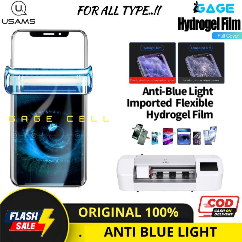 USAMS OPPO RENO6 / PRO / PLUS 6Z 5G HYDROGEL ANTI GORES BLUE LIGHT RADIASI FULL LAYAR SCREEN GUARD