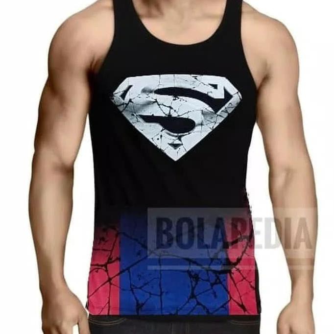 Bisa (COD) Kaos Singlet SUPERMAN Kaos Gym Fitness