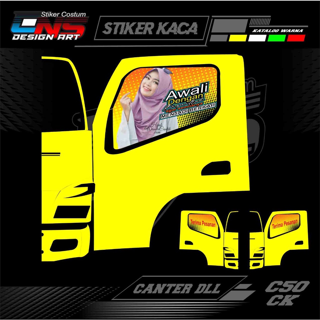 stiker kaca pintu truk/canter/pickup/stiker variasi kaca truk/canter/picup stiker kaca truk