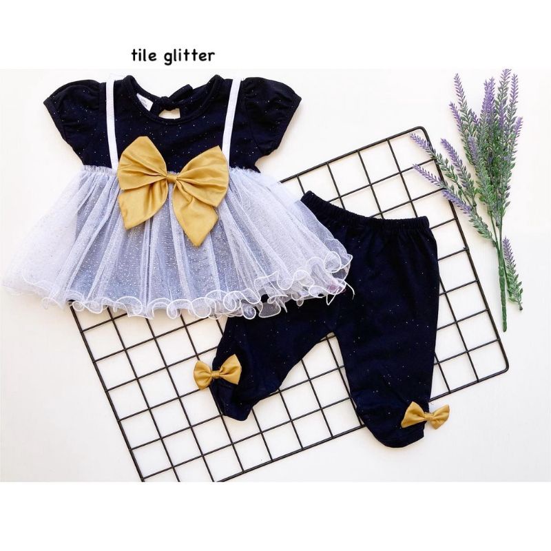 SETELAN CELANA TUTU BAYI 0-18 BULAN PREMIUM BRIEANNA TUTU SUIT / SETELAN DRESS TUTU GLITTER BLINK BLINK LEGGING BAYI PREMIUM