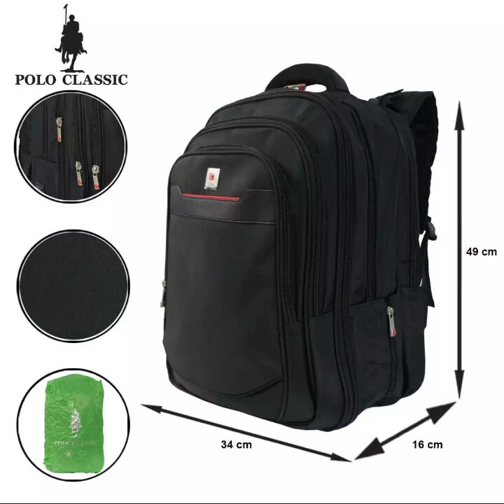 Polo Classic Tas Ransel Pria Dan Wanita Tas Punggung Backpack Original - Black