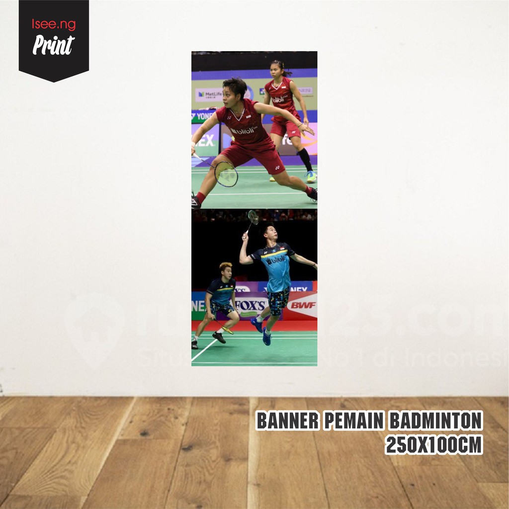 Spanduk Banner Custom Pemain Badminton 3x1 meter