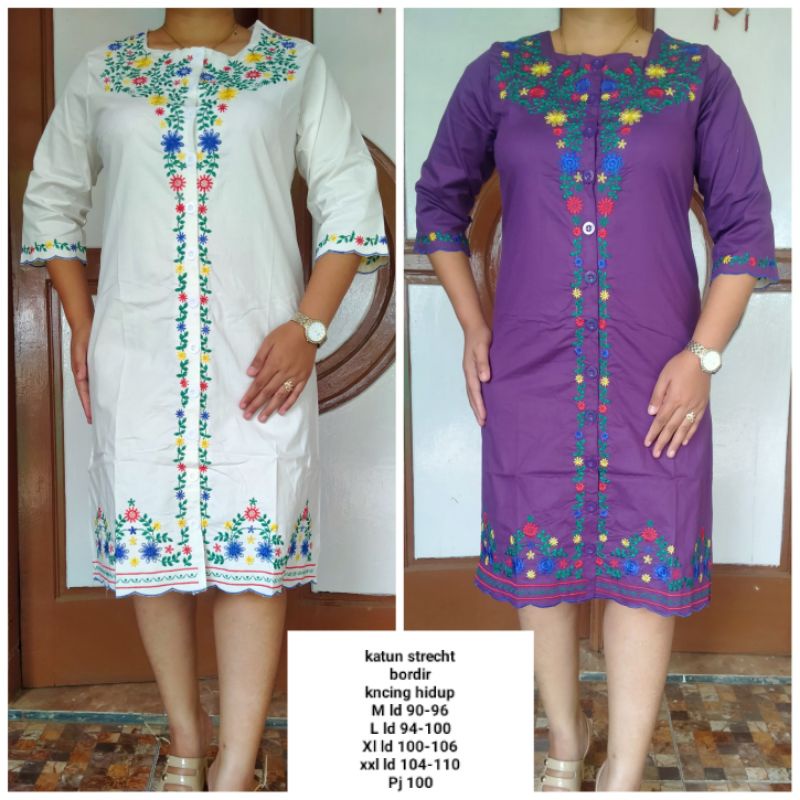 Dress bunga timbul bordir