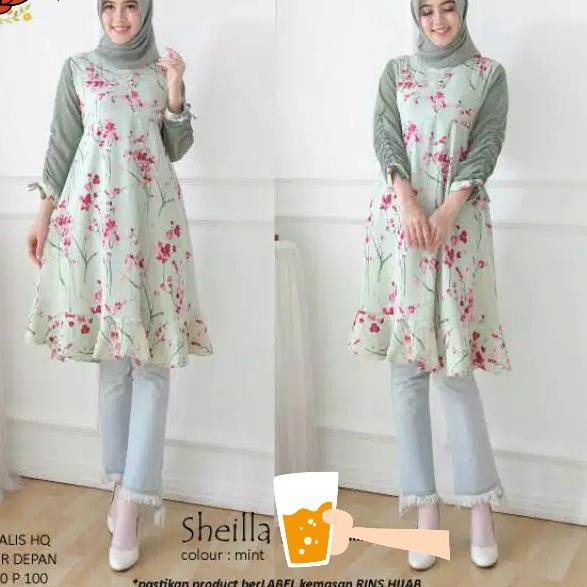 [⚡BISA COD✔️] FASHION WANITA // SHEILA TUNIK MONALISA MOTIF // Bisa