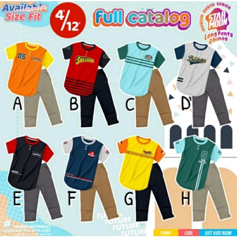 starmoon set kurta setelan muslim untuk anak laki laki