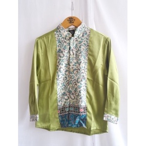 Koko Batik 2Tone / Baju Koko Hijau Batik Cream Anak / Baju Koko Anak / Koko Batik Anak / Baju Koko A