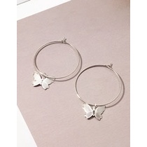 LRC Anting Tusuk Fashion Round Golden Small Butterfly Alloy Geometric Earrings K37035