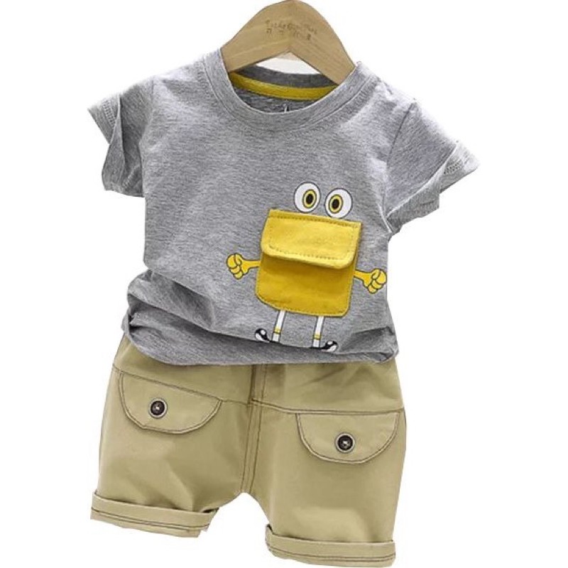 SETELAN BAJU ANAK LAKI LAKI (LUPIN) 1-4 TAHUN/ WIKEN STORE-Abu
