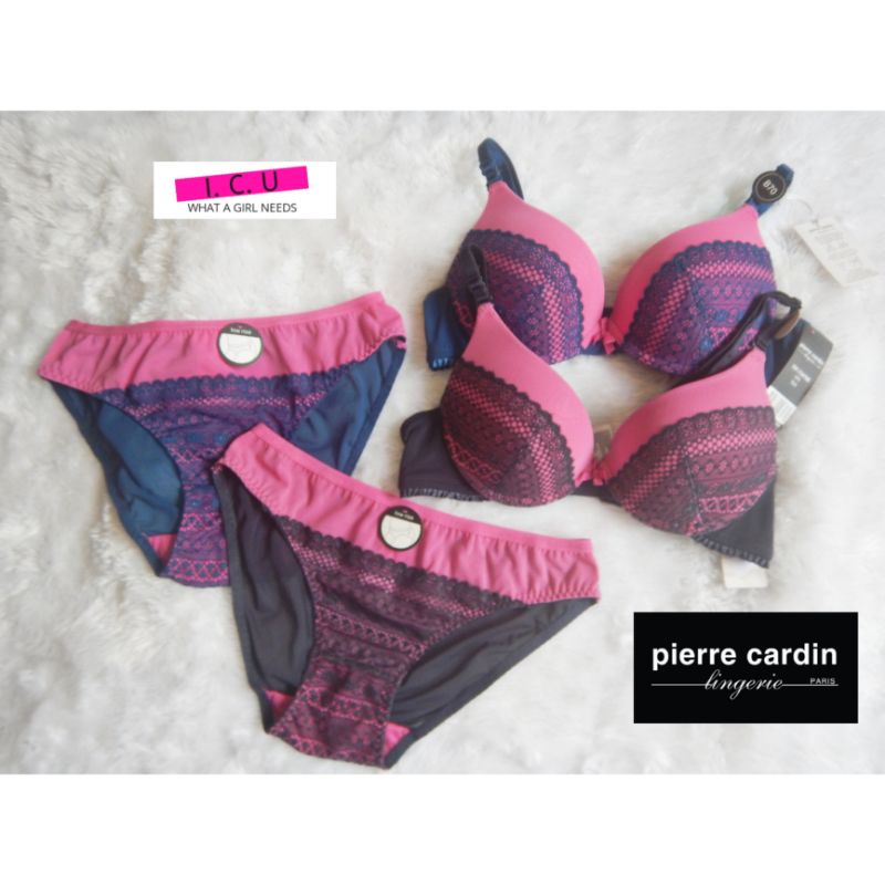 Bra Set Renda Kawat Busa Tipis Cup 3/4 Panty Mini Pakaian Dalam Wanita Original Pierre Cardin 707-73