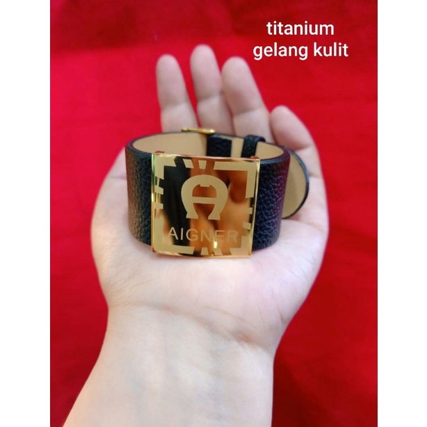 gelang titanium kulit gesper