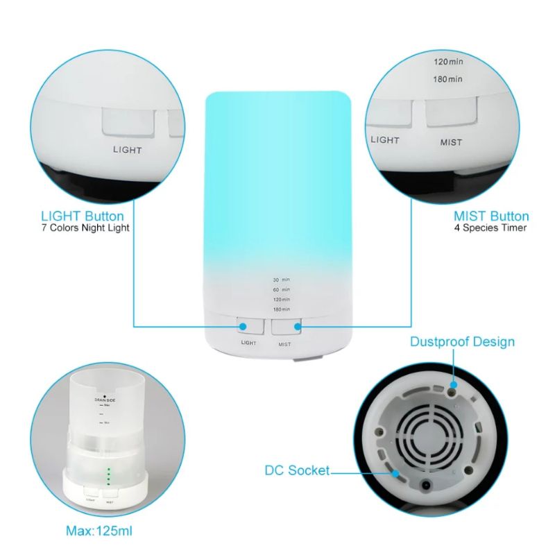 Humidifier Purifier Diffuser Aromaterapi Ultrasonic with RGB Lamp Free Essential Oils