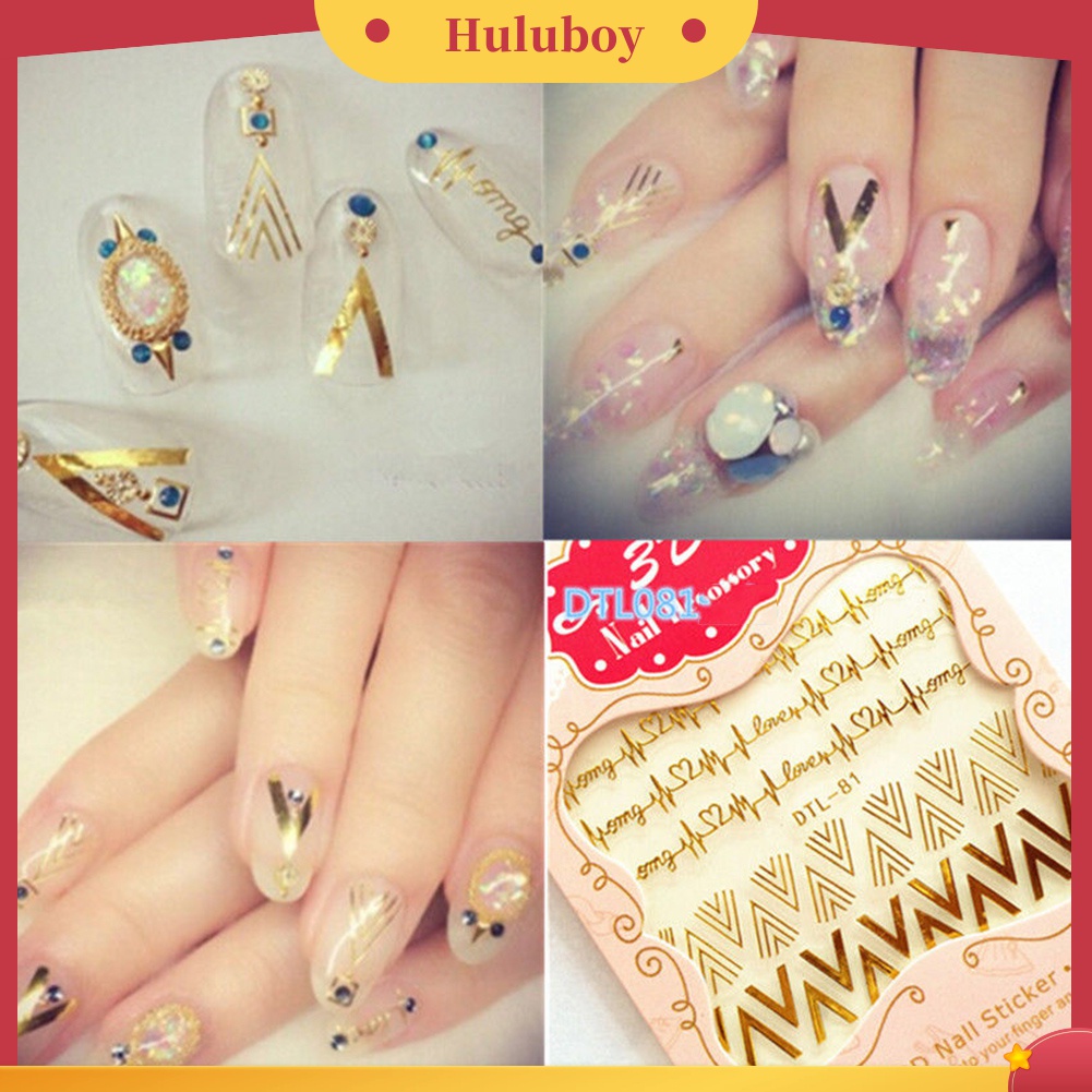 Huluboy Huluboy♡ Stiker Kuku Motif Tulisan Untuk Dekorasi Manicure DIY