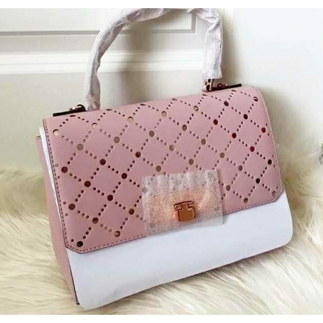 Michael Kors Callie Perforated Pink Leather. Tas MK Original