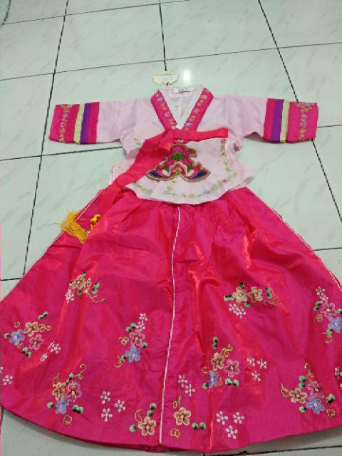 Dress Hanbok  Baju  Korea Anak  Perempuan Cewek Cantik Pink 