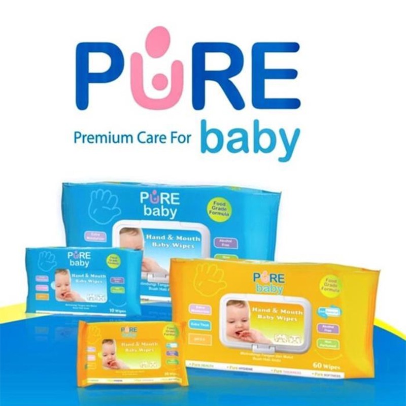 Pure Baby Hand and Mouth Baby Wipes Tissue Basah 60sheet Buy 2 get 1 Tisu Bayi