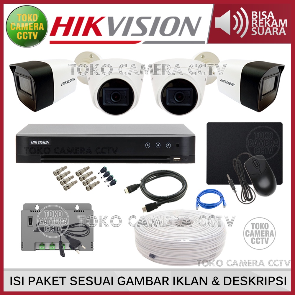 PAKET CCTV HIKVISION 5MP 4 CHANNEL 4 KAMERA AUDIO