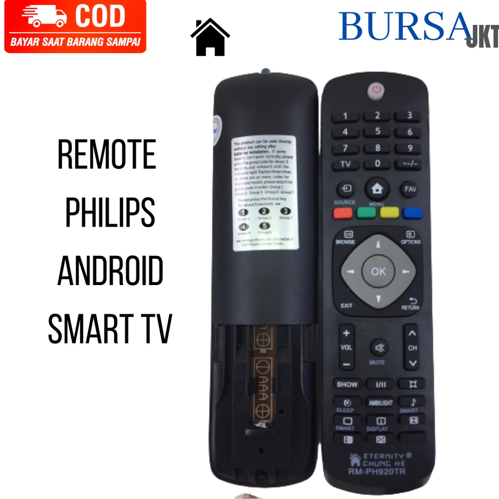 REMOTE REMOT TV PHILIPS UNIVERSAL  LED SMART TV ANDROID CH920TR