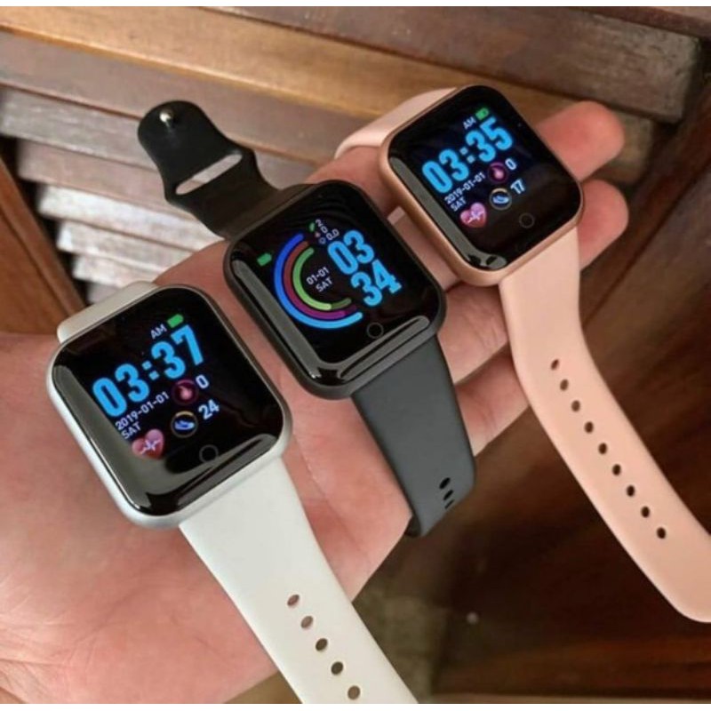 Smartwatch Mini Hitung detak jantung, Kalori, Telepon dan SMS jam tangan pria wanita Android dan IOS