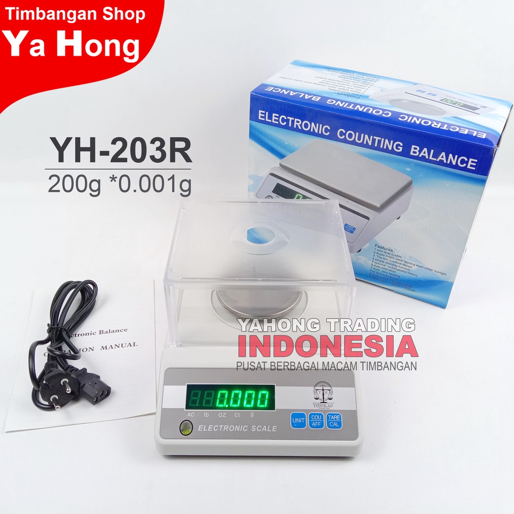 Timbangan Digital 200g Akurasi 0.001g YHG YH-203R Timbangan Emas Obat Bubuk Serbuk