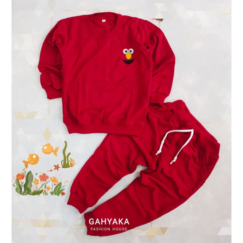 SETELAN BAJU TIDUR ANAK  BORDIR JOGER SWEATER SWITER PIYAMA   MURAH