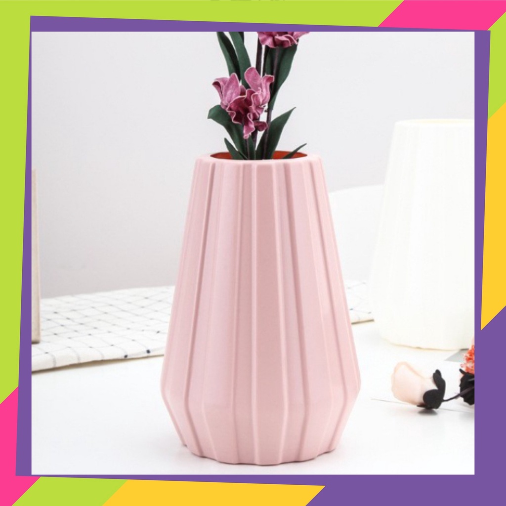 1335D1/ Pot bunga plastik motif garis2 / Pot bunga tanaman Artificial