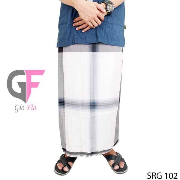 GIOFLO Sarung Dewasa Pria Muslim White Black / SRG 102