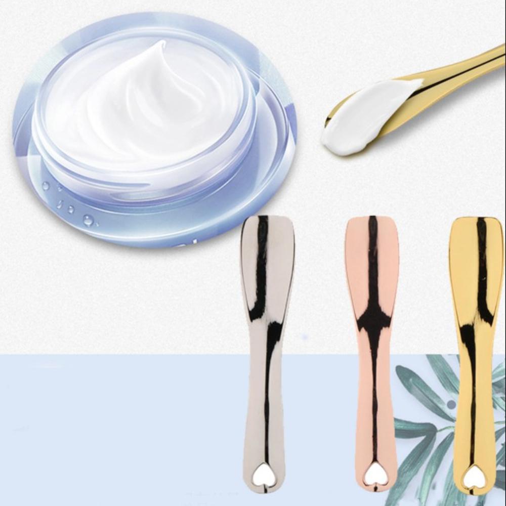 Spatula Kosmetik QUINTON Mini Reusable Gold Silver Alat Makeup Tubuh Sendok Lengkung