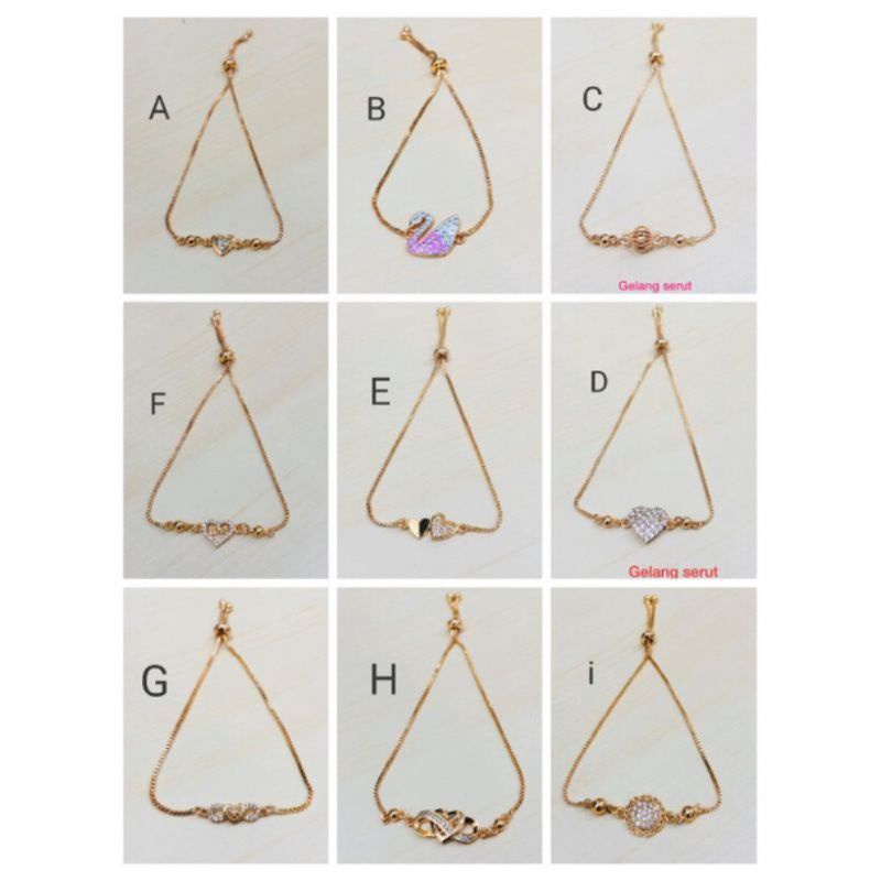 Samk45 Gelang tangan tali serut xuping lapis emas ukuran fleksibel