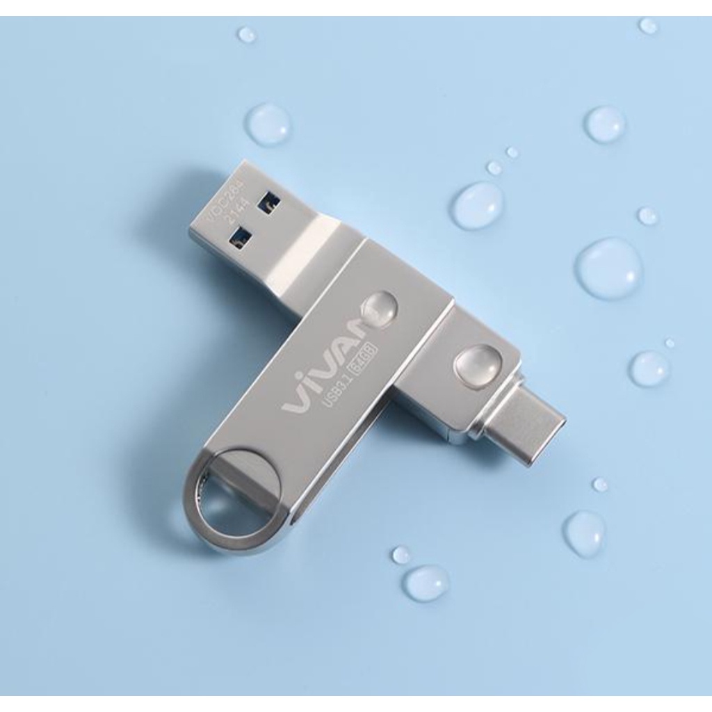 Vivan OTG Flashdisk 64 GB VOC264 - 32 GB VOC232 USB to Type C Metal Silver USB 3.1