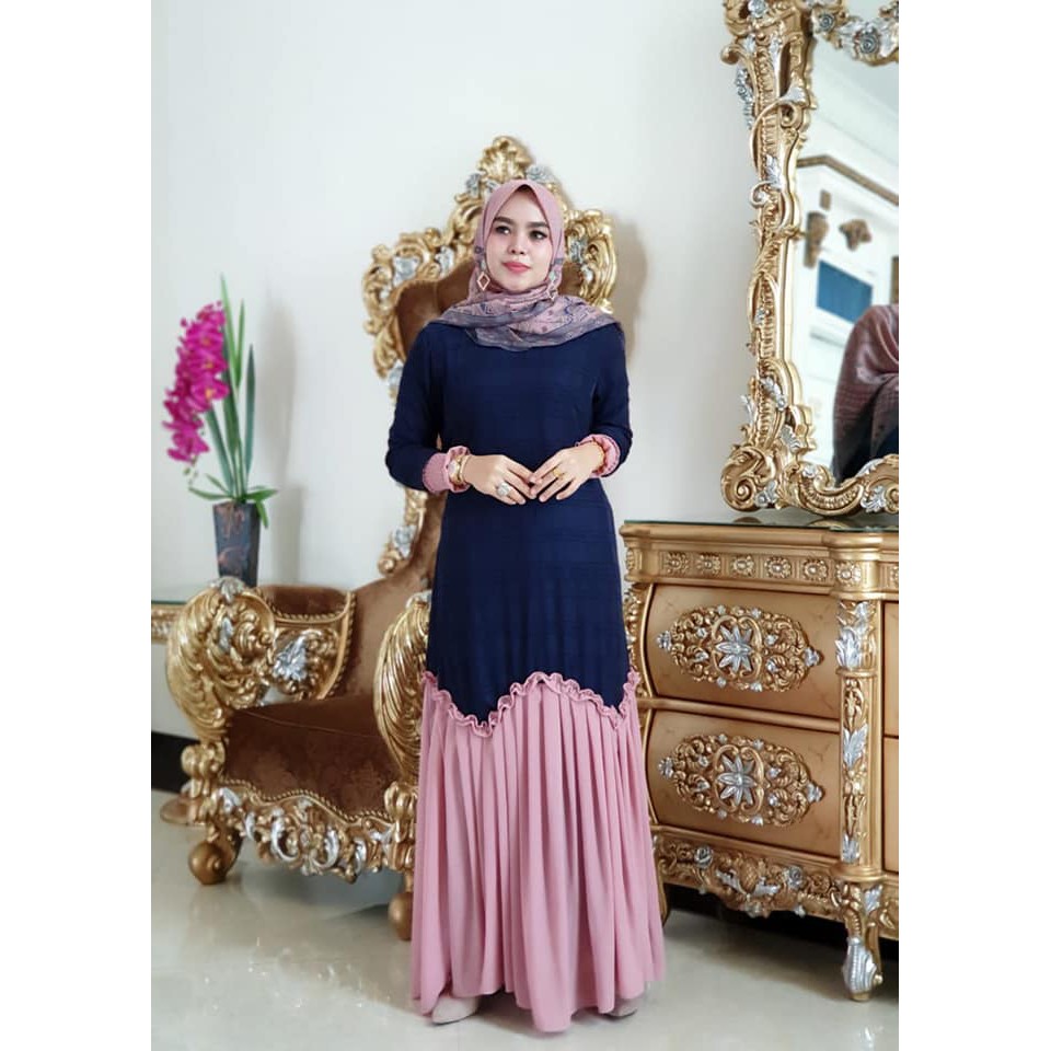 Meyra Dress Maxmara Baju Gamis Wanita Remaja / Ibu Hamil / Pesta Mewah Elegan Busui Syari Kekinian