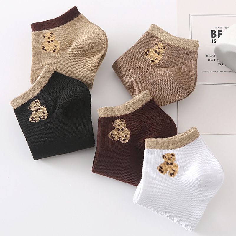 [littlecrab] Kaos Kaki Teddy Bear Pendek Coklat Hitam Putih Moka Cream Cute Bear Women Socks Kaos Kaki Beruang Lucu Berkualitas Kaos Kaki Soft Lembut High Quality Korean Style