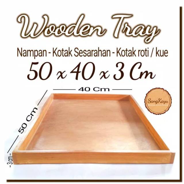 Wooden Tray 50x40x3 Cm Nampan kayu kotak seserahan hantaran alas kue