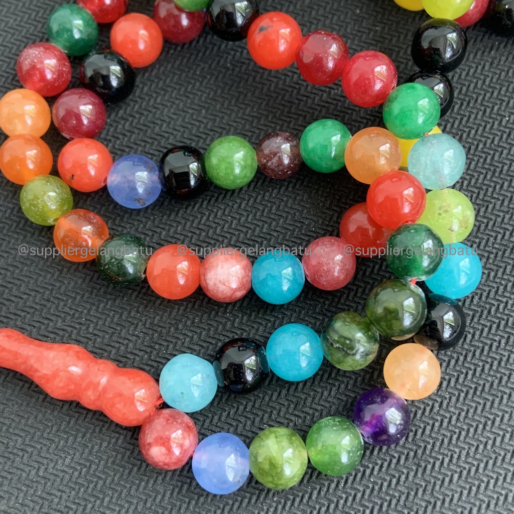 tasbih batu MULTICOLOUR ONYX 10mm 99 butir premium tasbeh PANCAWARNA