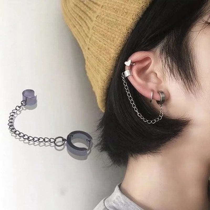 Anting Klip Tanpa Tindik Gaya Punk Elegan Untuk Wanita