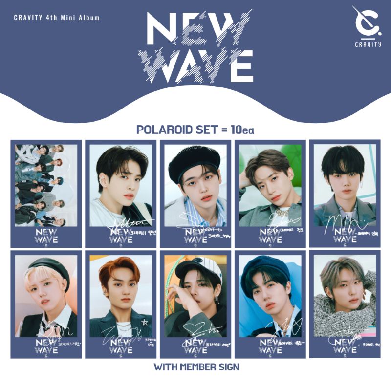 POLAROID CRAVITY NEW WAVE (ISI 10 PCS + LAMINASI 2 SISI) TANDA TANGAN TTD KPOP IDOL KOREA PREMIUM MURAH UNOFFICIAL SERIM ALLEN JUNGMO WOOBIN WONJIN MINHEE HYEONGJUN TAEYOUNG SEONGMIN READY STOCK !